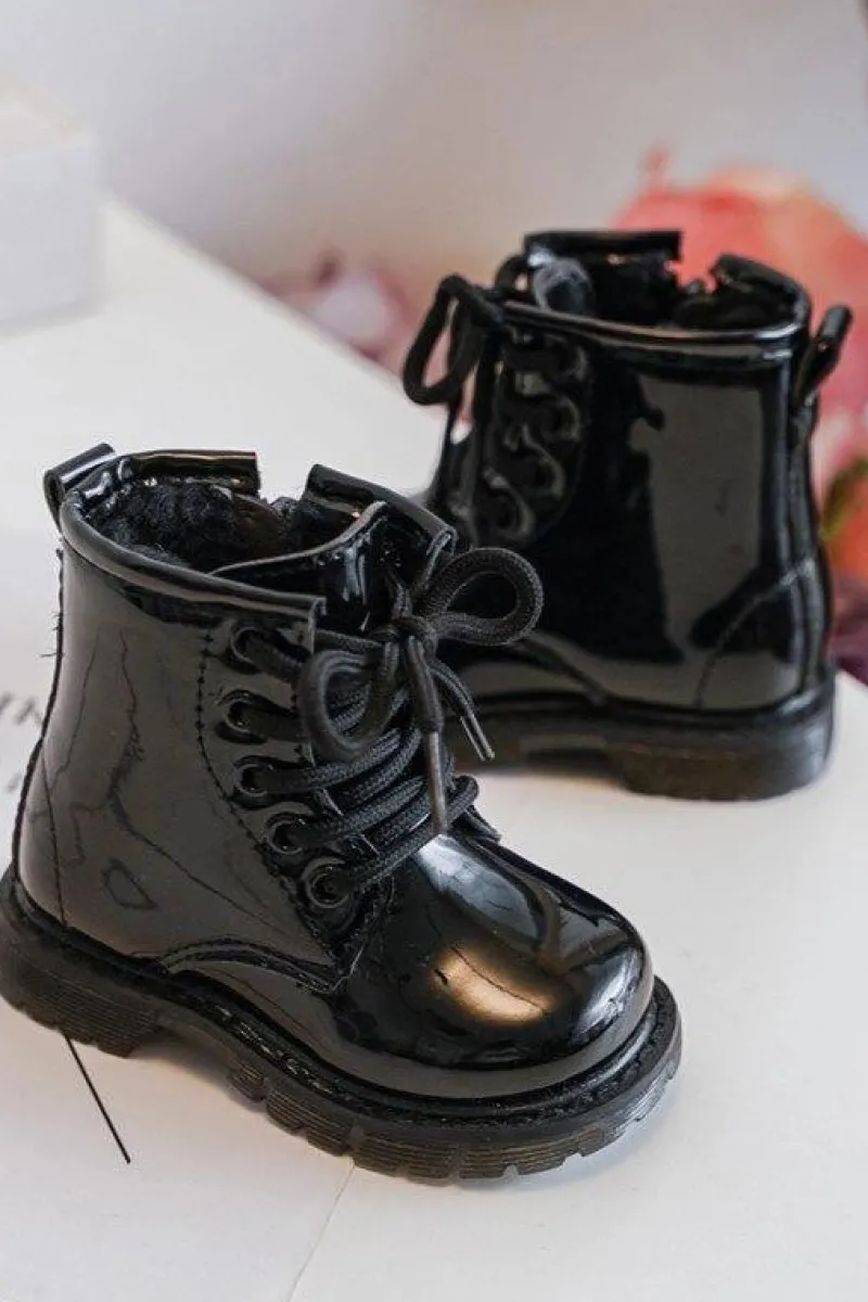 Online Boto Dziecięce Botki Lakierowane Z Suwakiem Czarne Tibbie Czarny