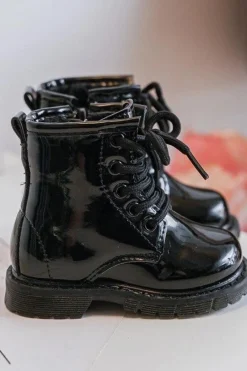 Online Boto Dziecięce Botki Lakierowane Z Suwakiem Czarne Tibbie Czarny