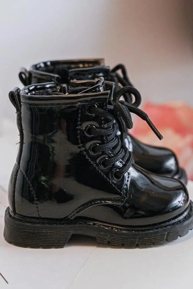 Online Boto Dziecięce Botki Lakierowane Z Suwakiem Czarne Tibbie Czarny