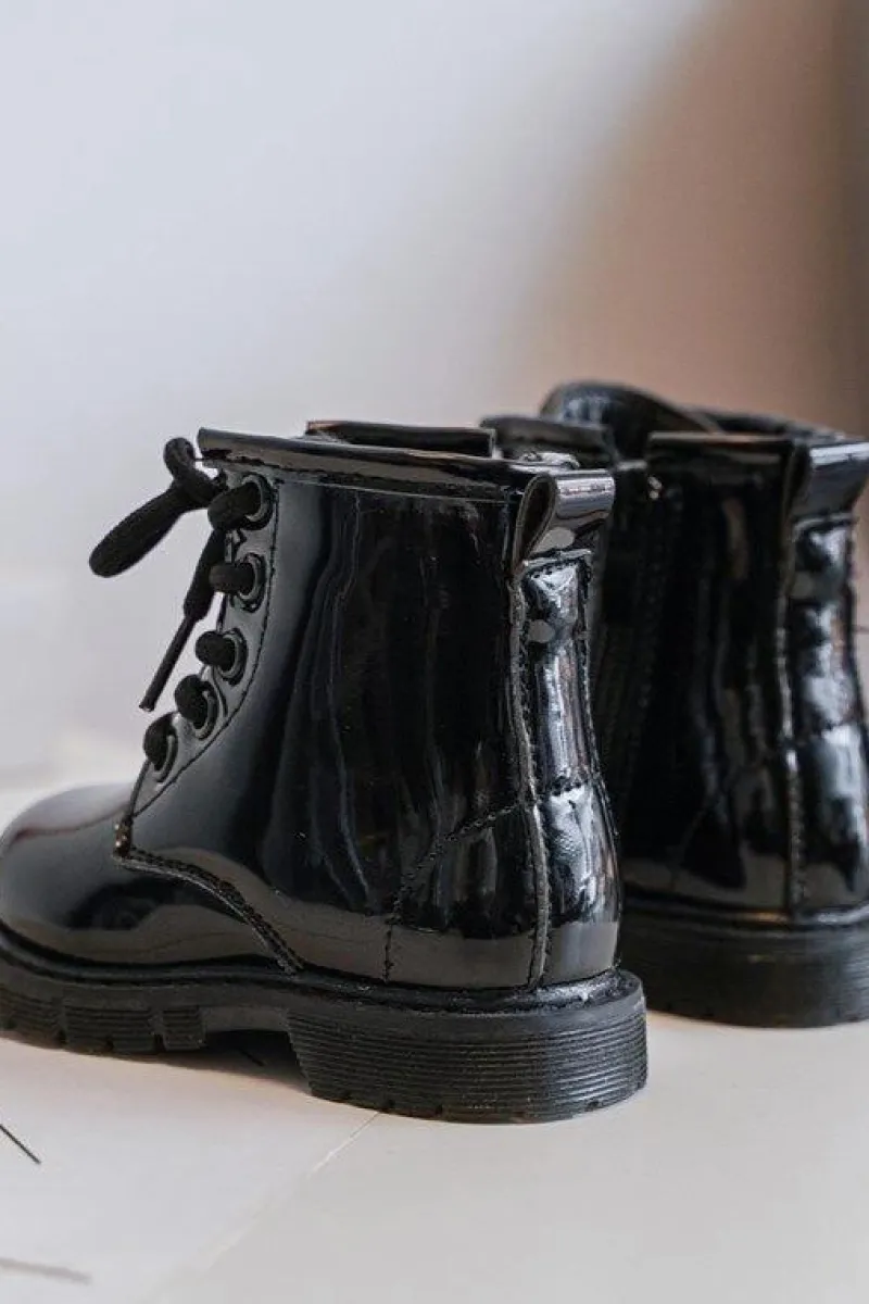 Online Boto Dziecięce Botki Lakierowane Z Suwakiem Czarne Tibbie Czarny