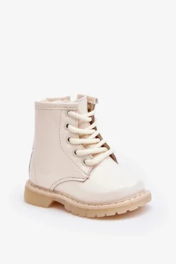 Online Boto Dziecięce Botki Lakierowane Z Suwakiem Beżowe Tibbie