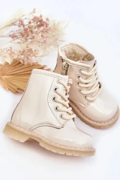 Online Boto Dziecięce Botki Lakierowane Z Suwakiem Beżowe Tibbie