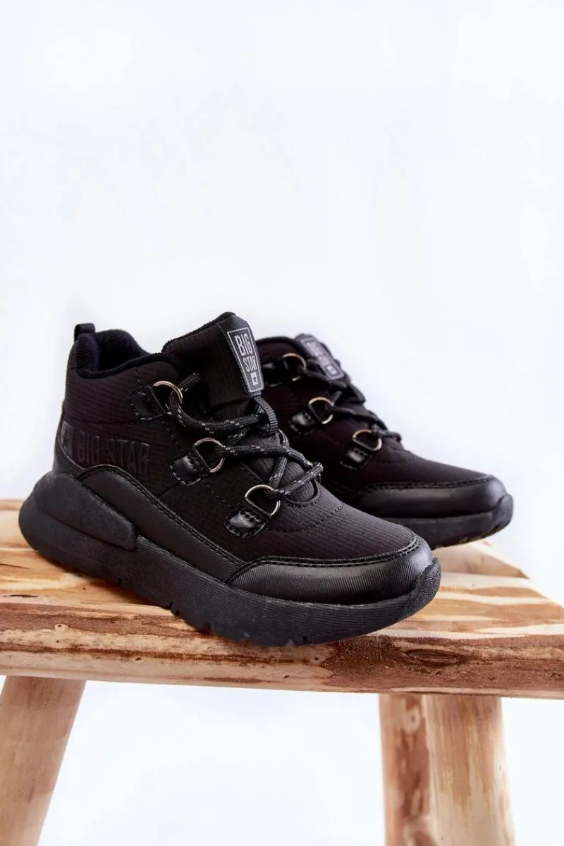 New Dziecięce Botki Memory Foam Big Star KK374119 Czarne Dzieci Chłopięce