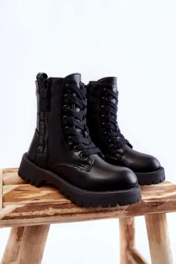 Outlet Dziecięce Botki Na Suwak Big Star KK374136 Czarne Dzieci Dziewczęce