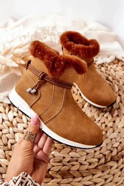 Best Dziecięce Botki Śniegowce Big Star BB374058BS Camel Dzieci Dziewczęce|Dziewczęce