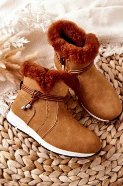 Best Dziecięce Botki Śniegowce Big Star BB374058BS Camel Dzieci Dziewczęce|Dziewczęce