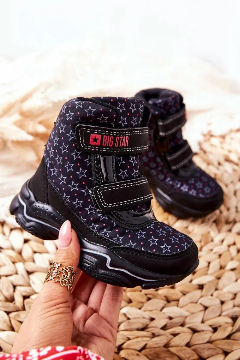 Clearance Big Star Shoes Dziecięce Botki Śniegowce Big Star II374091 Czarne