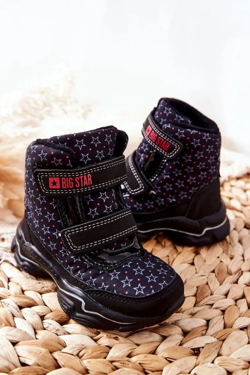 Clearance Big Star Shoes Dziecięce Botki Śniegowce Big Star II374091 Czarne