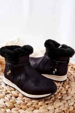 Big Star Shoes Dziecięce Botki Śniegowce Big Star BB374056BS Czarne Czarny