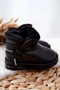 Sale Dziecięce Botki Śniegowce Czarne Frosty Dzieci Dziewczęce|Chłopięce