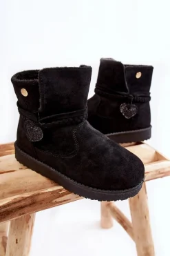 Sale Dziecięce Botki Śniegowce Czarne May Dzieci Dziewczęce