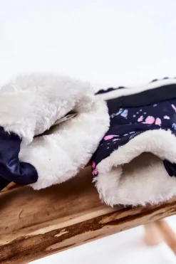 Dziecięce Botki Śniegowce Na Suwak Big Star KK374236 Granatowe Dzieci Dziewczęce|Dziewczęce