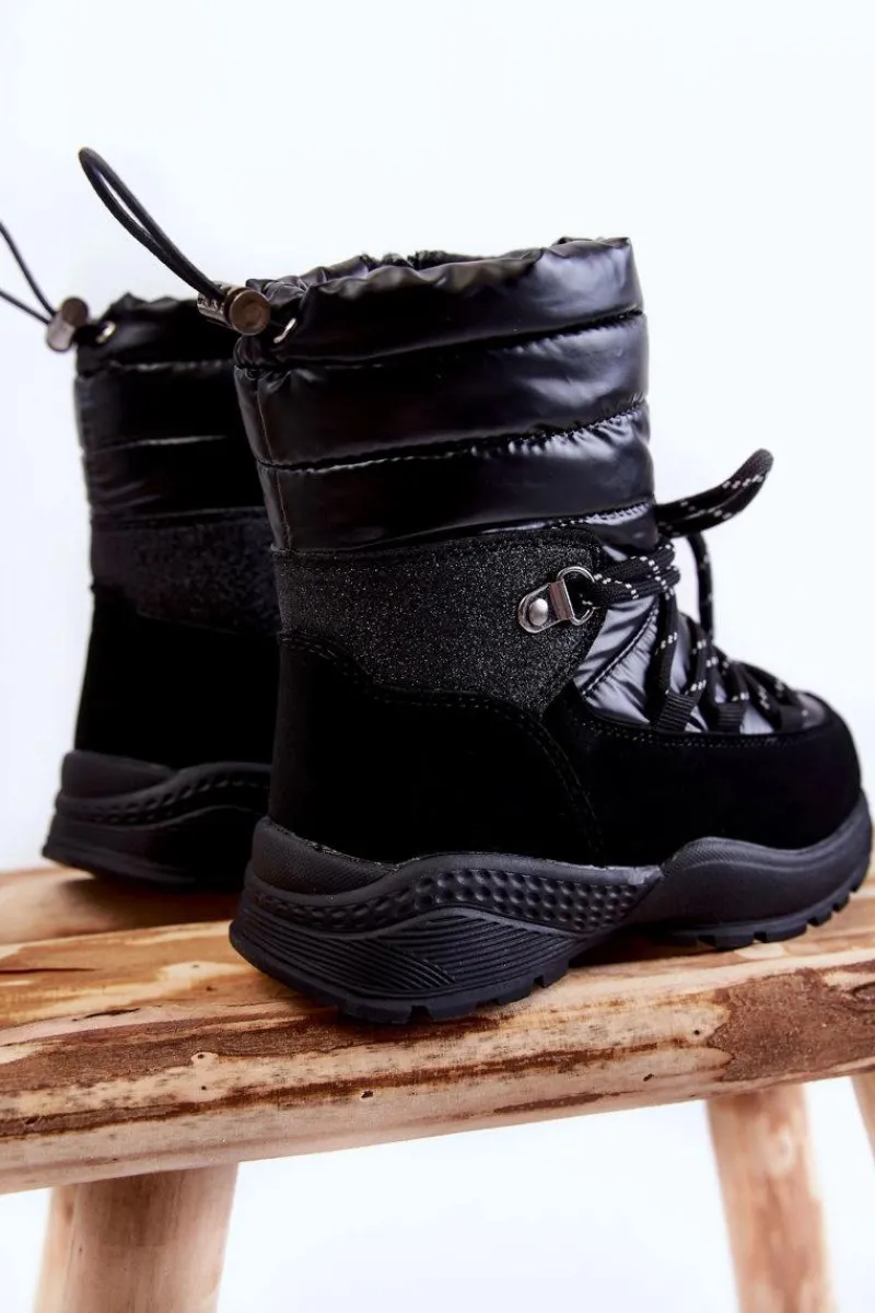 Online Dziecięce Botki Śniegowce Ocieplane Na Suwak Czarne Leena Dzieci Dziewczęce|Dziewczęce