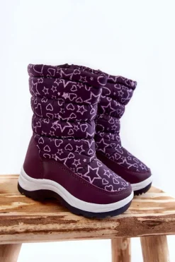 Dziewczęce|Dziewczęce>Evento Dziecięce Botki Śniegowce Ocieplane Fioletowe Terra