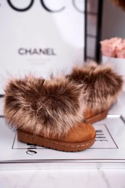 Sale Dziecięce Botki Śniegowce Z Futerkiem Brązowe Ariana Dzieci Dziewczęce