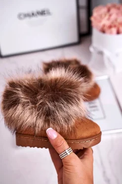 Sale Dziecięce Botki Śniegowce Z Futerkiem Brązowe Ariana Dzieci Dziewczęce