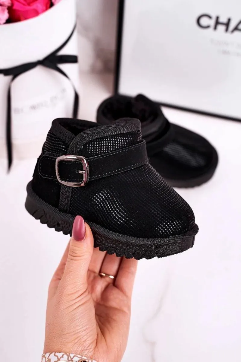 Discount Boto Dziecięce Botki Śniegowce Z Futerkiem Czarne Dreamy