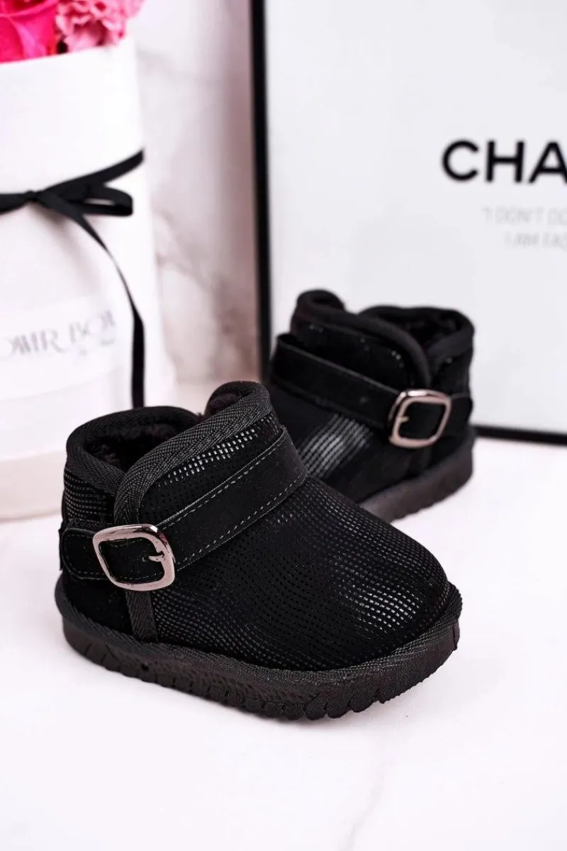 Discount Boto Dziecięce Botki Śniegowce Z Futerkiem Czarne Dreamy