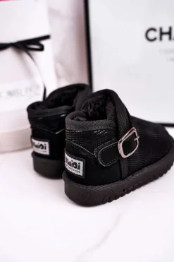 Discount Boto Dziecięce Botki Śniegowce Z Futerkiem Czarne Dreamy