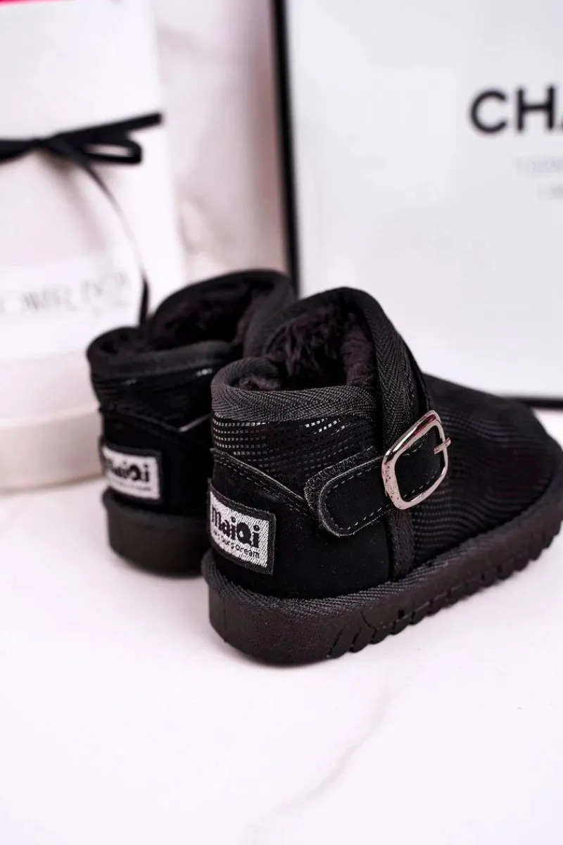 Discount Boto Dziecięce Botki Śniegowce Z Futerkiem Czarne Dreamy