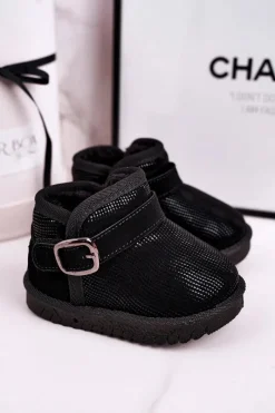 Discount Boto Dziecięce Botki Śniegowce Z Futerkiem Czarne Dreamy