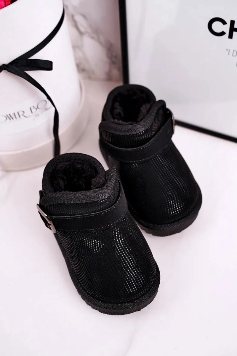 Discount Boto Dziecięce Botki Śniegowce Z Futerkiem Czarne Dreamy