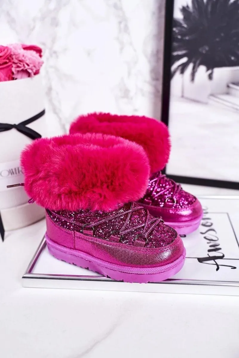 Outlet Boto Dziecięce Botki Śniegowce Z Futerkiem Fuksja Nicola