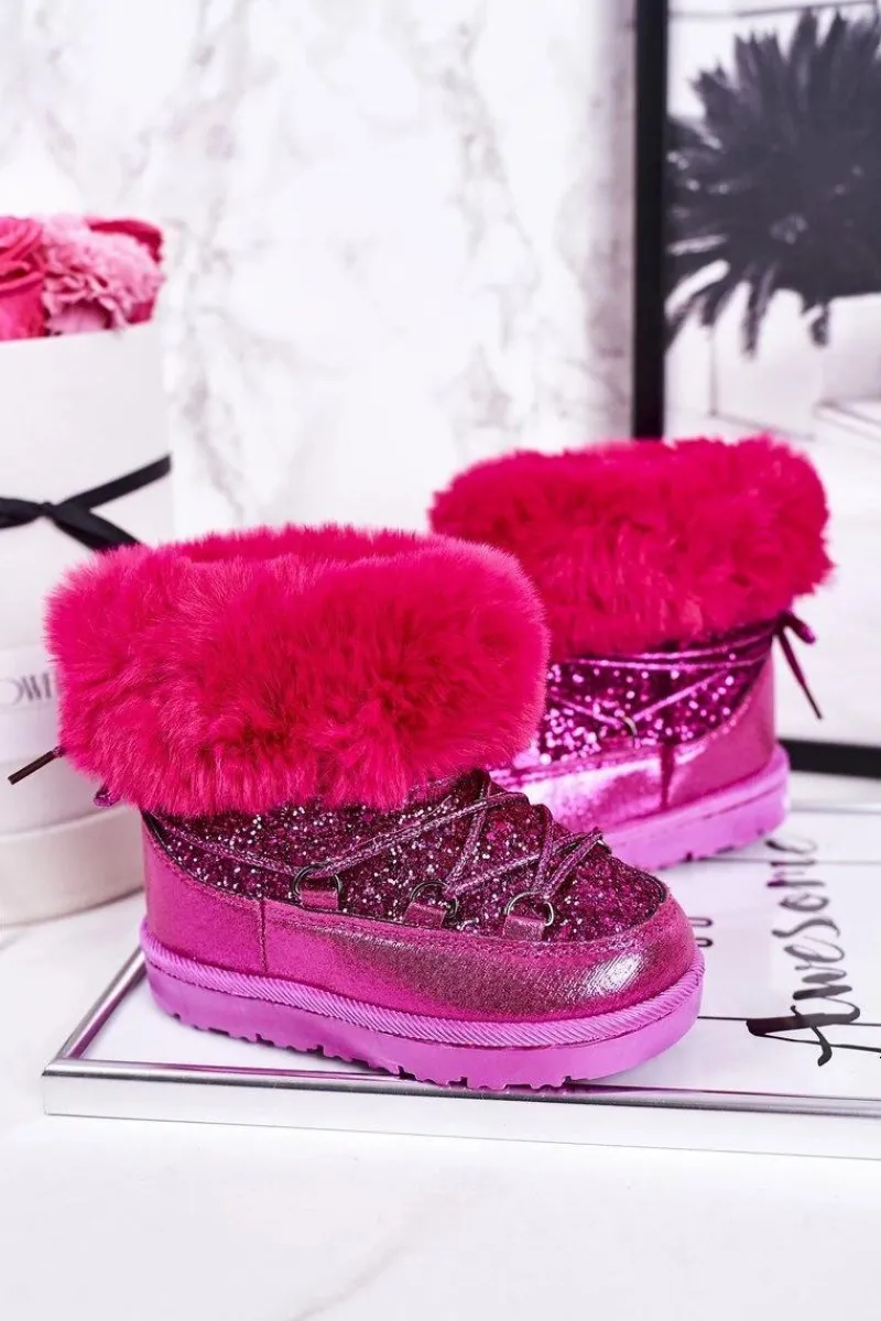 Outlet Boto Dziecięce Botki Śniegowce Z Futerkiem Fuksja Nicola