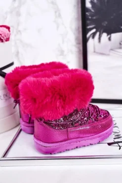 Outlet Boto Dziecięce Botki Śniegowce Z Futerkiem Fuksja Nicola