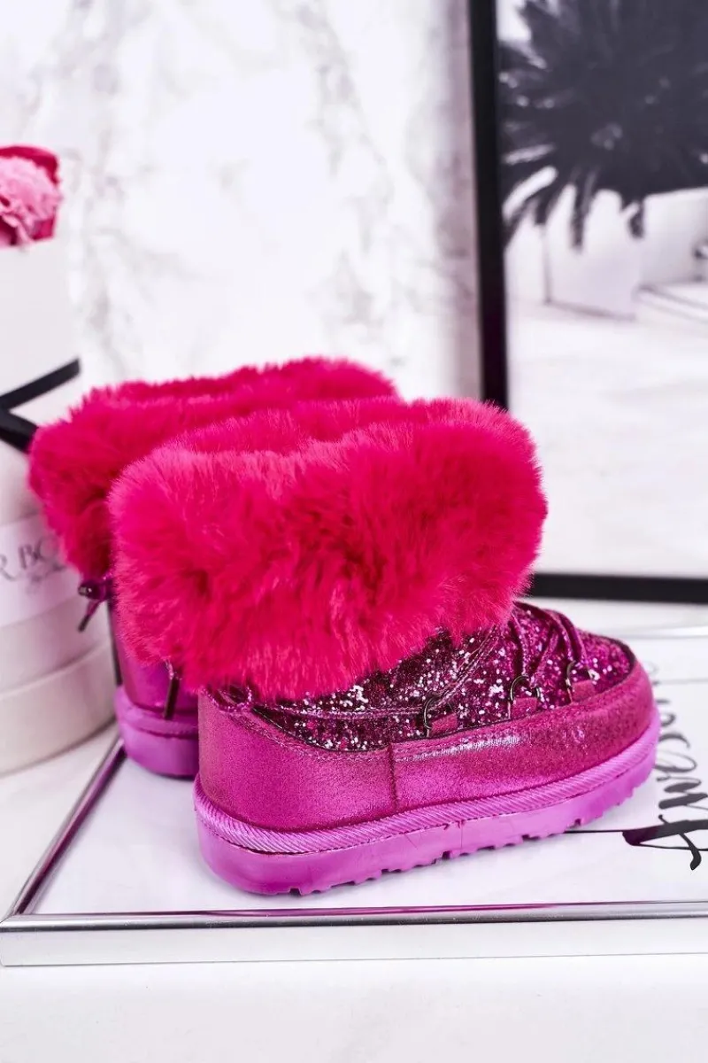 Outlet Boto Dziecięce Botki Śniegowce Z Futerkiem Fuksja Nicola