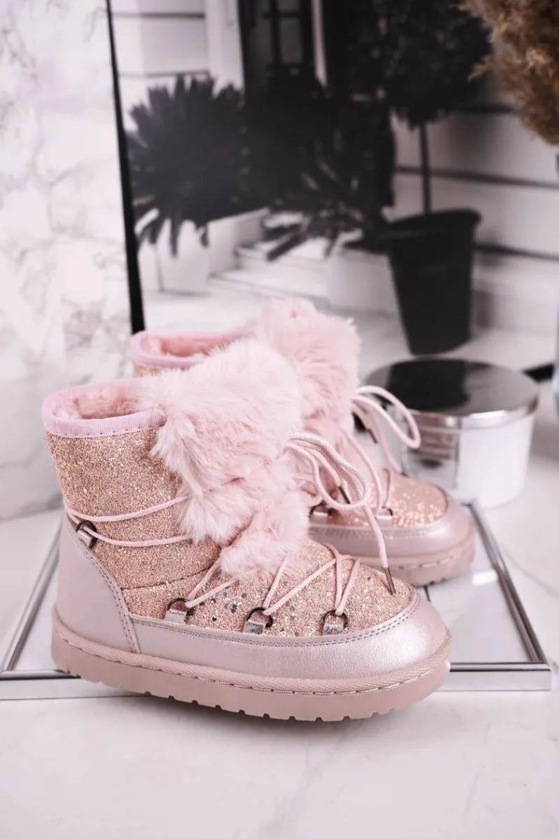 Sale Boto Dziecięce Botki Śniegowce Z Futerkiem Jasny Róż Minnie Mouse