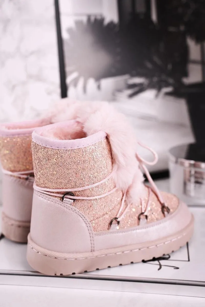 Sale Boto Dziecięce Botki Śniegowce Z Futerkiem Jasny Róż Minnie Mouse