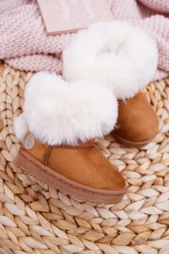 Online Dziecięce Botki Śniegowce z Futerkiem Camel Kiks Dzieci Dziewczęce