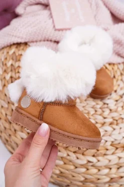 Online Dziecięce Botki Śniegowce z Futerkiem Camel Kiks Dzieci Dziewczęce