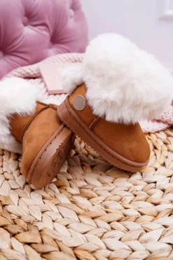 Online Dziecięce Botki Śniegowce z Futerkiem Camel Kiks Dzieci Dziewczęce