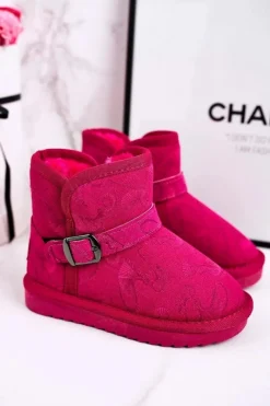 Sale Dziecięce Botki Śniegowce Z Futerkiem Fuksja Kawai Dzieci Dziewczęce