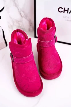 Sale Dziecięce Botki Śniegowce Z Futerkiem Fuksja Kawai Dzieci Dziewczęce