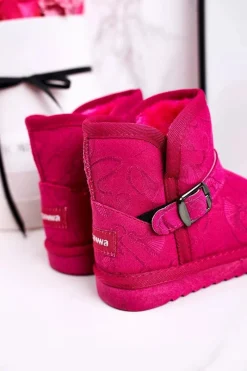 Sale Dziecięce Botki Śniegowce Z Futerkiem Fuksja Kawai Dzieci Dziewczęce