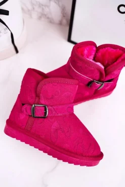 Sale Dziecięce Botki Śniegowce Z Futerkiem Fuksja Kawai Dzieci Dziewczęce