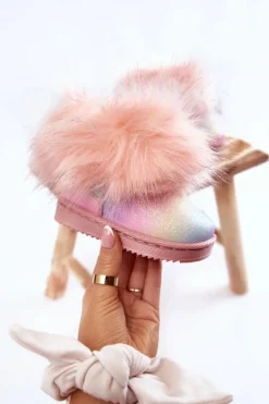 Dziewczęce>Boto Dziecięce Botki Śniegowce Z Futerkiem Wielokolorowe Ariana Wielokolorowy