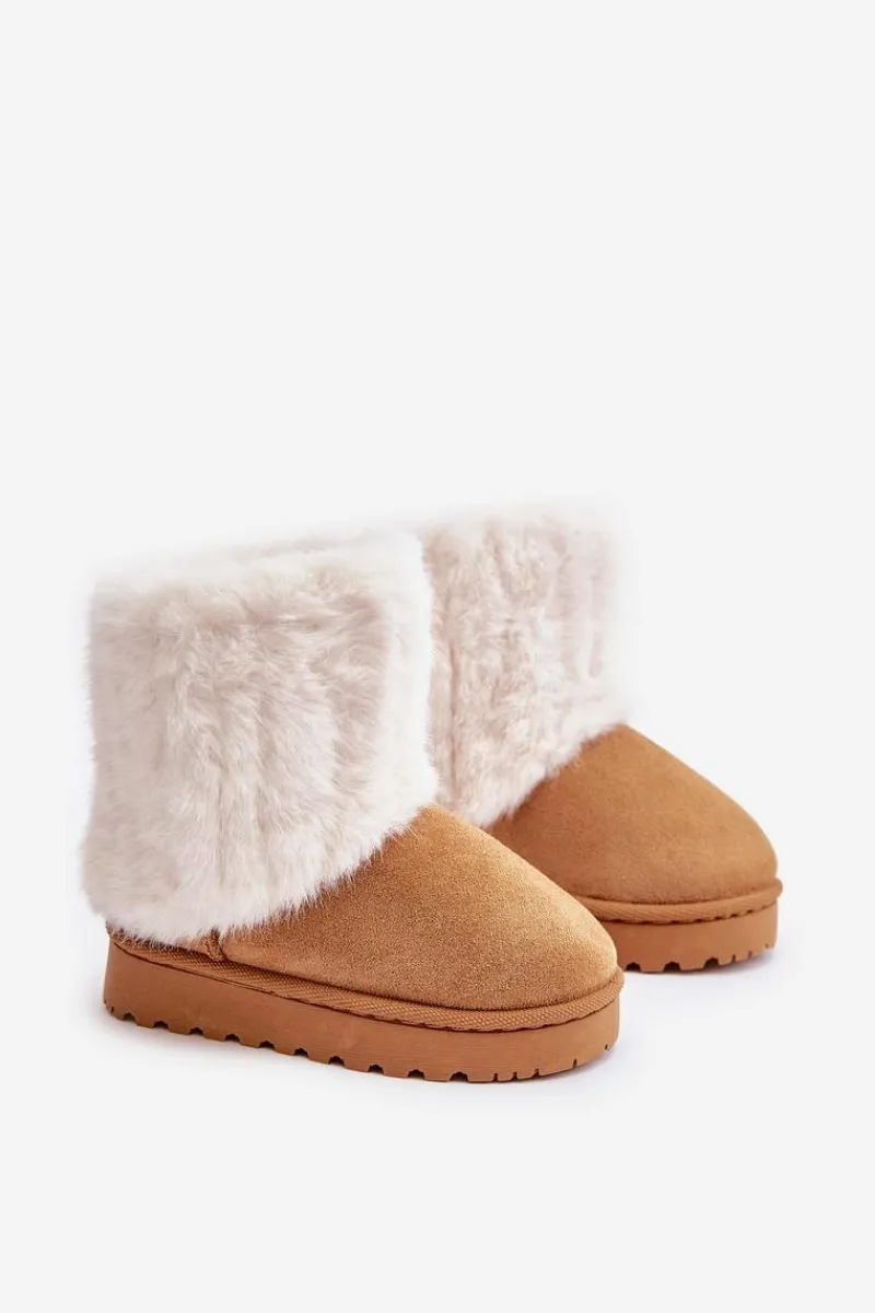 Discount Boto Dziecięce Botki Śniegowce Z Futerkiem Camel Crisie Brązowy