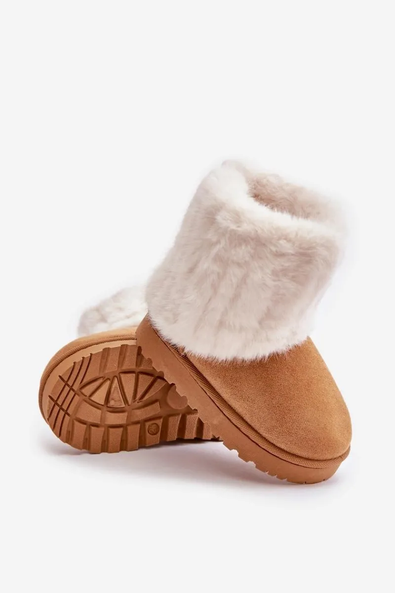 Discount Boto Dziecięce Botki Śniegowce Z Futerkiem Camel Crisie Brązowy
