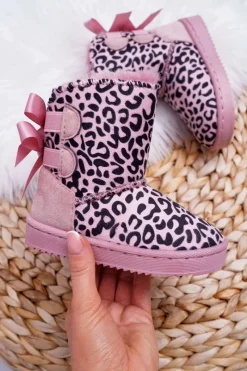 Dziewczęce>Boto Dziecięce Botki Śniegowce Z Futerkiem Różowe Fiona