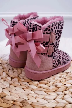 Dziewczęce>Boto Dziecięce Botki Śniegowce Z Futerkiem Różowe Fiona