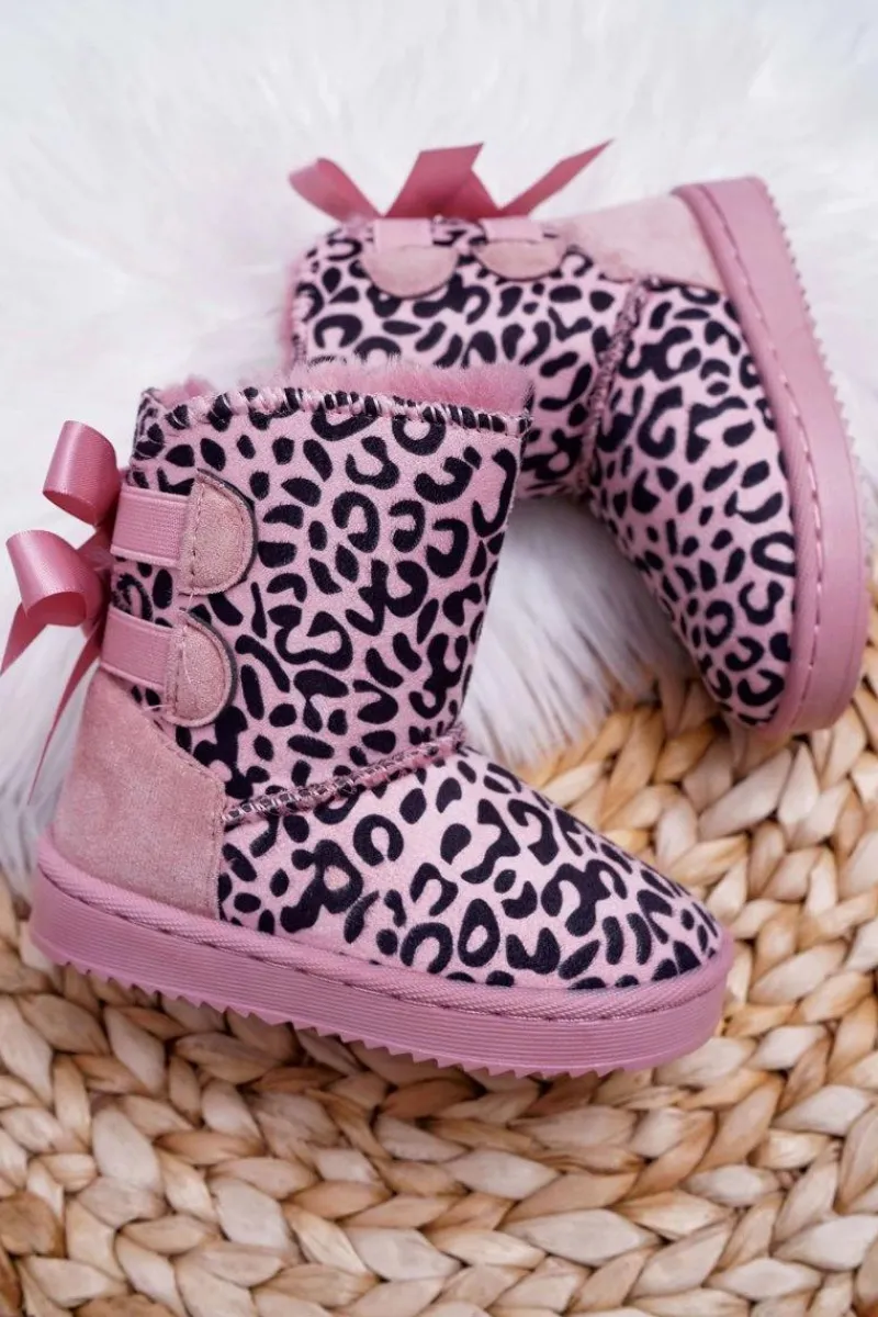 Dziewczęce>Boto Dziecięce Botki Śniegowce Z Futerkiem Różowe Fiona