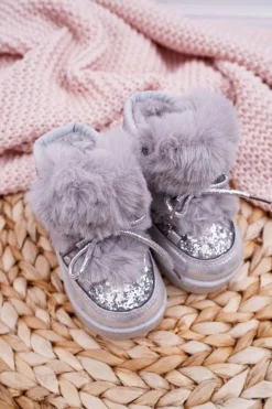 Best Boto Dziecięce Botki Śniegowce Z Futerkiem Srebrne Minnie Mouse