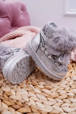 Best Boto Dziecięce Botki Śniegowce Z Futerkiem Srebrne Minnie Mouse