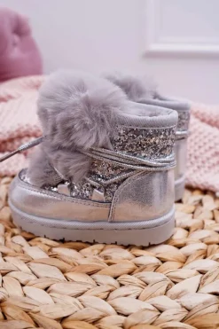 Best Boto Dziecięce Botki Śniegowce Z Futerkiem Srebrne Minnie Mouse