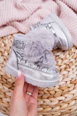 Best Boto Dziecięce Botki Śniegowce Z Futerkiem Srebrne Minnie Mouse