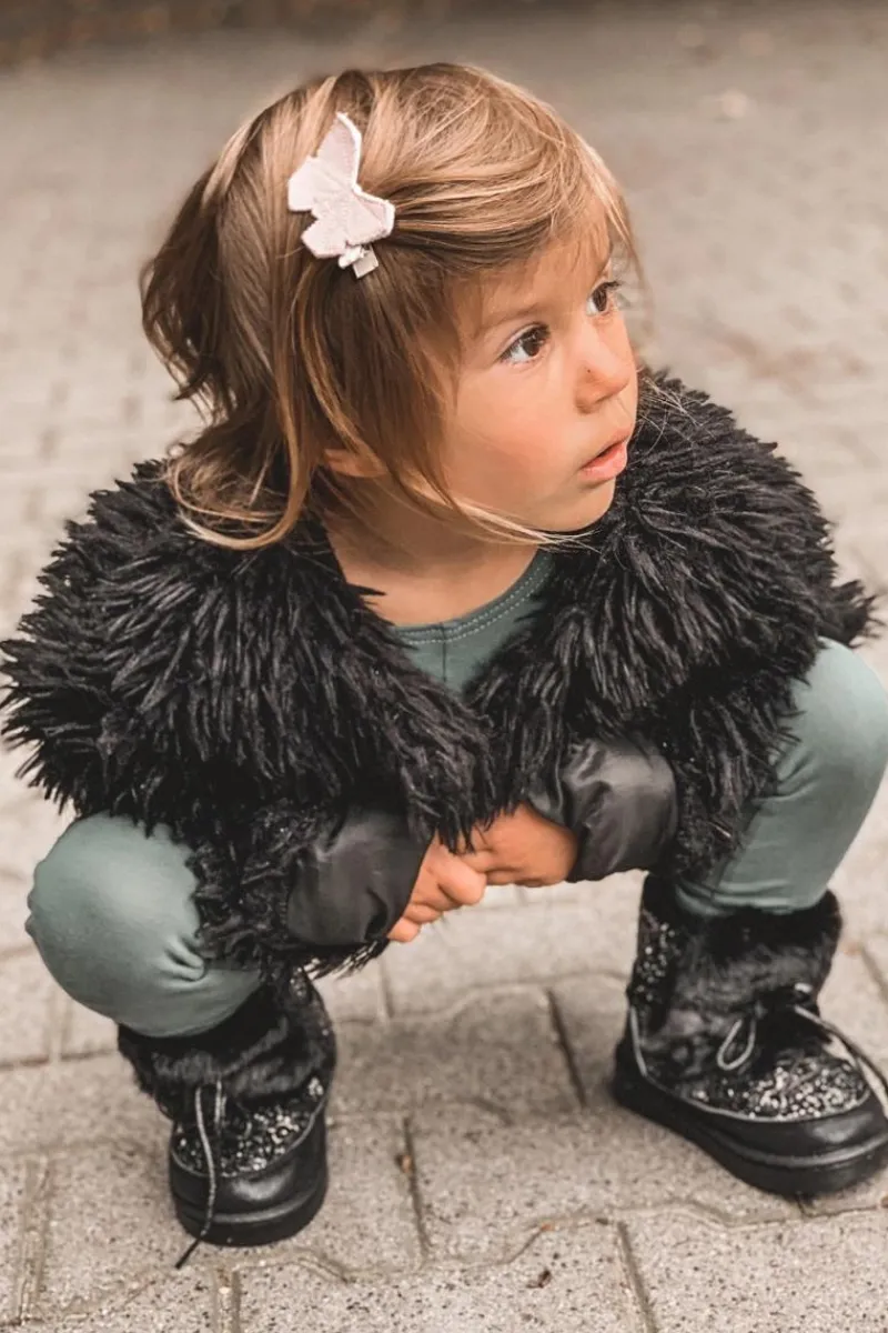 Dziewczęce>Boto Dziecięce Botki Śniegowce Z Futerkiem Czarne Minnie Mouse